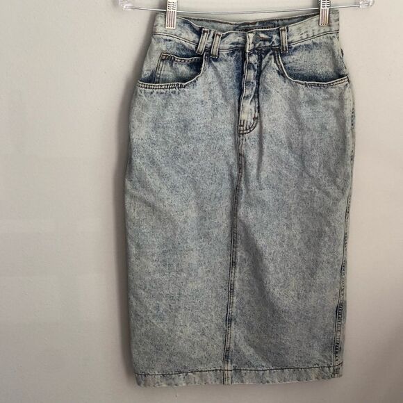 JORDACHE Vintage Acid Light Wash Denim Jean Pencil Skirt - Picture 11 of 14